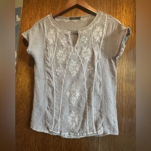 THML Light Gray Embroidered Blouse - XS